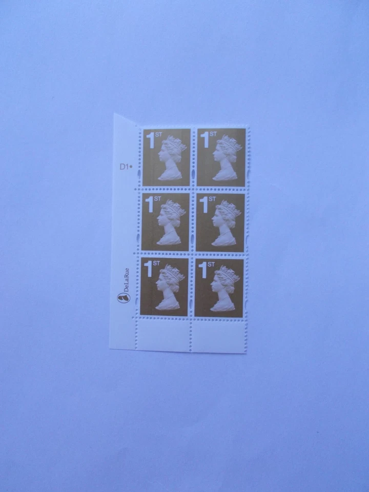 De La Rue 1st Class PiP Gold Machin in Cylinder Block of 6 Cyl D1 dot Superb U/M - Image 1 of 1