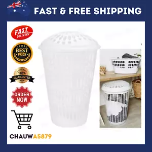 Large Aerated Plastic Laundry Hamper 64L Clothes Basket Bag Bathroom Boxes XL - Picture 1 of 3