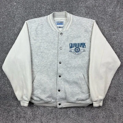 Vintage Y2k Grand Rapids Community College Jacket Mens Medium Gray Varsity GRCC - Image 1 of 4