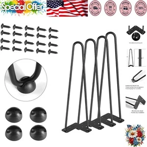 Industrial Strength 16'' Satin Black Hairpin Legs - 4 Pack for Modern Tables - Picture 1 of 10