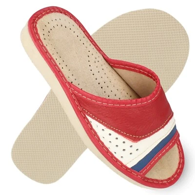 Damen Leder HausSchuhe Pantoletten Pantoffeln Rot 36-41 filsko Alavus