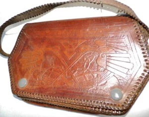 Antique Hand Made Ireland Celtic Knot Design Embossed Leather Handbag ca.1920 - Picture 1 of 9
