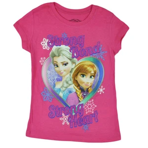 Disney Frozen So Cool Sister Bond Elsa Anna Kids Girls Tshirt Tee Pink  - Picture 1 of 1