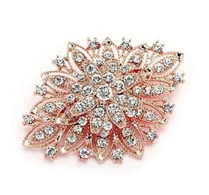 Crystal Rhinestone Brooch - Rose Gold/Clear - Picture 1 of 1