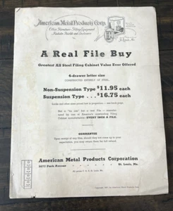 American Metal Products Corp 1937 Advertising Vintage Brochure File Cabinets - Picture 1 of 5