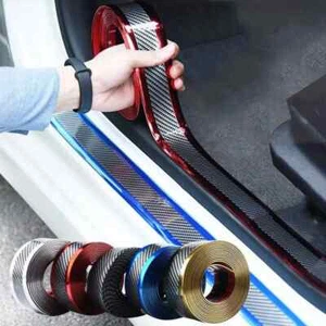 Car Door Sill Protector Anti Scratch Strip Carbon Fiber Car Threshold Stickers - Picture 1 of 10