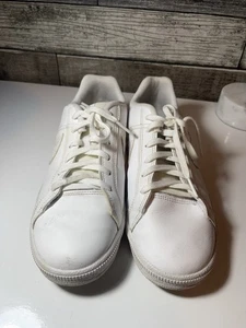 Used Women's Size 7 Y Nike Court Royale All White Leather Athletic Shoes - Picture 1 of 5