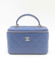 Chanel Quilted Blue Lambskin Top Handle Vanity Case Eb0425oxxzsa - Picture 1 of 13