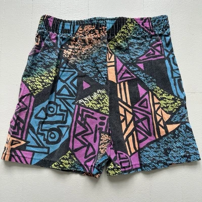 VTG 80s 90s Kids Toddler Abstract Hawaiian Neon Surf Beach Cotton Shorts Size 6 - Image 1 of 4