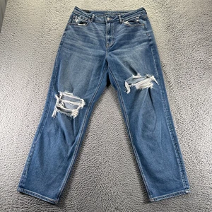 American Eagle Outfitters Damenjeans 14 blau Denim Mom gerades Bein abgenutzt - Bild 1 von 12