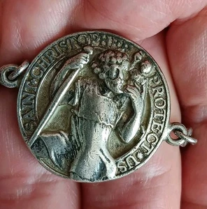 VINTAGE CHARLES THOMAE STERLING SILVER SAINT CHRISTOPHER KEYCHAIN RARE AMAZING. - Picture 1 of 9