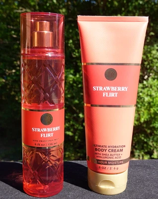 Bath & Body Works 草莓香氛喷雾身体霜套装 2 全新 — 第 1/2 张图片