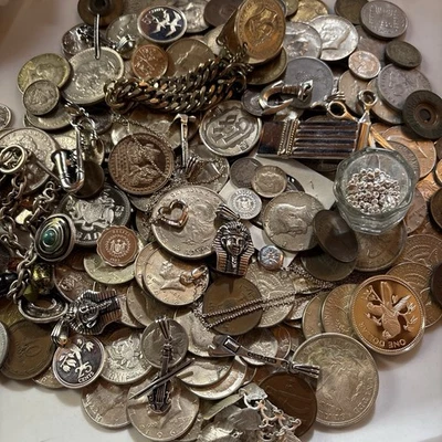 1/2 Oz Silver Treasure Chest Lot Silver .999 .800 90% 40% Coins Total Mixed Coin - Image 1 of 3