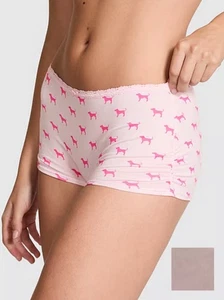 Victoria's Secret PINK S Dorm Boyshort Panty Pink Tulip Dog Print Cotton - Bild 1 von 3