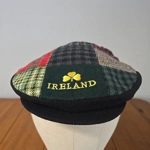 Ireland Patchwork Wool Newsboy Hat Plaid Embroidered Irish Paddy Cap Adjustable - Picture 1 of 8