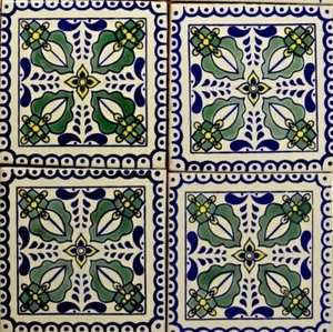Soporte para montaña rusa de azulejos de Talavera hecho a mano Espada Verde (espada verde) 2 piezas - Imagen 1 de 5