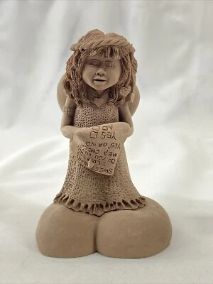 VTG Lil' Sweet Heart's Small Native Sculpture TnT 1995 Angel Survey Adobe Resin - Image 1 of 4