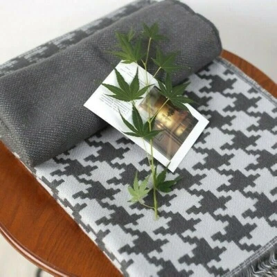 Hahnentritt Decke Mit Fransen Gestrickt Sofa Bett Wurf Couch Sessel Handtuch NR9 - Bild 1 von 4