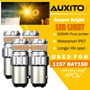 AUXITO Amber Yellow 1157 7528 LED Front Turn Signal DRL Parking Light Bulbs 4PCS - Picture 1 of 11