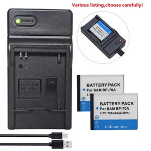 BP-70A Battery or Charger für Samsung AQ100, ES65, ES70, ES73, ES75, ES80, MV800 - Photo 1/45