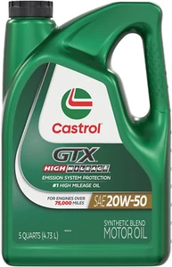 Aceite de motor de alto kilometraje 20W-50 sintético vida útil del vehículo extender Castrol GTX 5 cuartos - Imagen 1 de 11