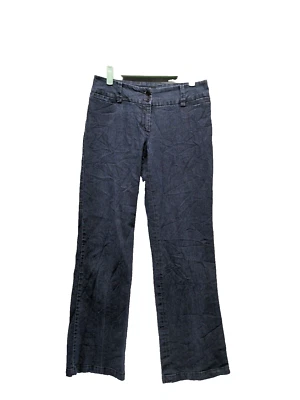 Jeans feminino FOCUS 2000 cintura média perna larga azul sólido lavagem escura W:31 L:31.5 - Imagem 1 de 4