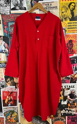 Vintage Men's 70s Regatta Club Red Pajama Gown Night Shirt Large Christmas - Image 1 of 4