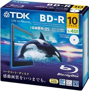TDK Blu-ray Discs BD-R 25GB 1-4x 10-Pack White Printable Slim Case NEW - Picture 1 of 2