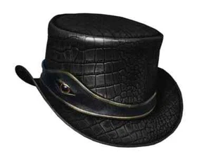 Steampunk Leather Top Hat Black, El Dorado Hat With Golden Eye Band Bikers Hat - Bild 1 von 2