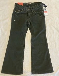GAP kids girl’s Forest Green corduroy Holiday Sparkle Snowflake pants 4 R NWT - Picture 1 of 9