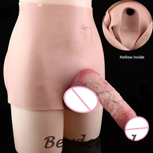 High Waist Silicone Underwear 8.86'' Long Penis Sleeve Male Strapon Extender  - Picture 1 of 41