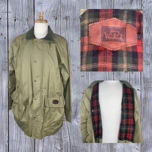 Vintage WOOLRICH Flannel Wool Lined Blanket Barn Jacket Coat Large - Picture 1 of 12