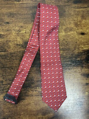 Gravata masculina Brooks Brothers gravata vermelha com tubarões 100% seda 57" - Imagem 1 de 4