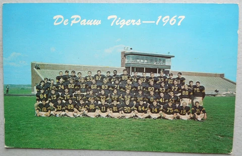 DePauw University College Football POSTCARD & 1967 SCHEDULE DePauw TIGERS Cover
