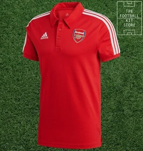 adidas Arsenal FC Polo Shirt Mens - AFC 3 Stripes Polo Top Red - Picture 1 of 8