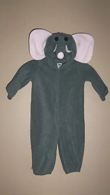 BOYS OLD NAVY GRAY ELEPHANT WARM HOODED PLUSH HALLOWEEN COSTUME SIZE 12 18 M - Image 1 of 4