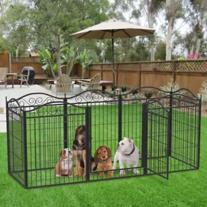 Heavy Duty Metal Dog Fence Cat Play Pen Pet Metal Cage Indoor Outdoor Run Kennel - Picture 1 of 12
