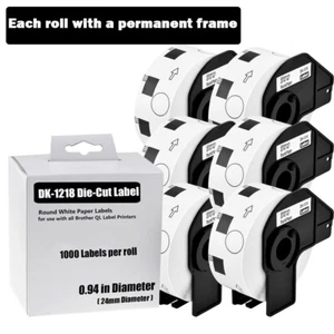 6Rolls 1000 Round White Paper Label 15/16'' DK-1218 for Brother QL-1100 QL-570VM - Picture 1 of 20