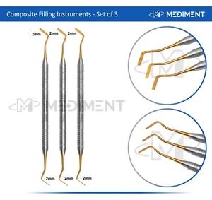 3 pz kit restaurativo strumento di riempimento composito dentale blu rivestito in titanio - Foto 1 di 7