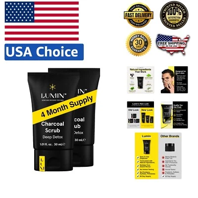 Exfoliante exfoliante de carbón para hombre - Desintoxicación profunda y renovación de la piel, 30 ml, paquete de 2 Foto 1 de 4