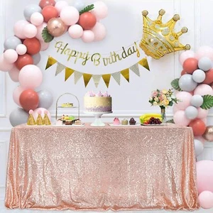 Trlyc Rose Gold Sequin Tablecloth Table Cover Wedding Party Decor (50 by 50 Inch - Picture 1 of 8