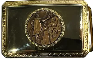 Maco 1" Solid Brass Belt Firefighter on Ladder Belt Buckle - Picture 1 of 7