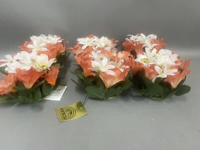 6X  Vintage  Silk Flower Candle Rings  Wreaths Rose and White Colors - Image 1 of 4