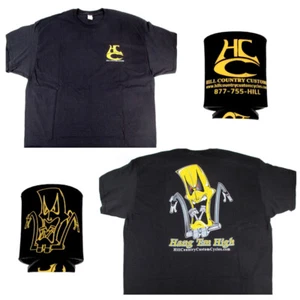 Hill Country Custom Cycles Medium Black Logo T-Shirt with Black Koozie set - Picture 1 of 1