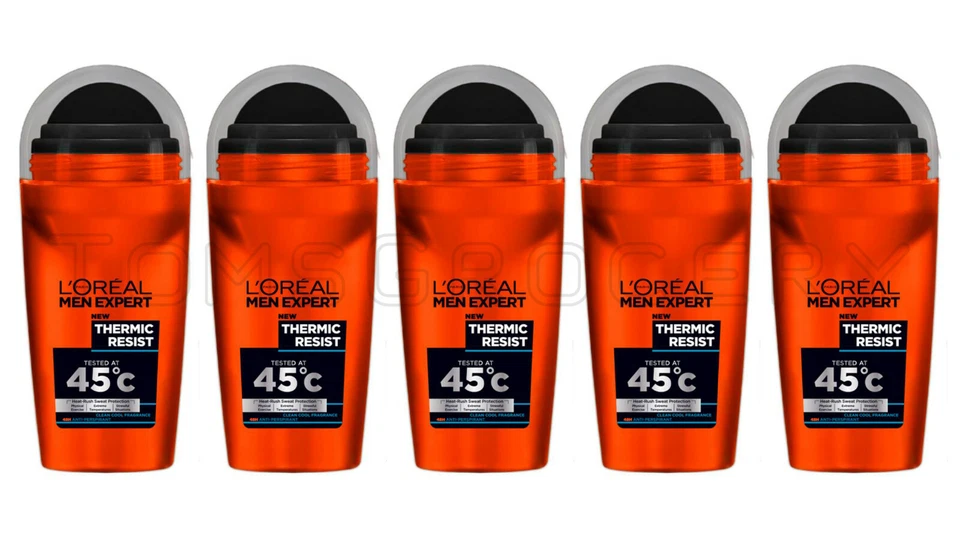 5 x L'OREAL Loreal Men Expert RESISTENCIA TÉRMICA hasta 45 ºC XXL Desodorante Roll On Foto 1 de 3