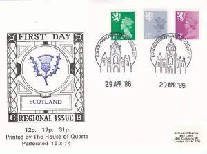 31p 17p 12p Questa GB Scotland Definitive FDC Edinburgh 19864 (144547) - Picture 1 of 1