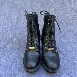 GUESS Stiefeletten Damen Größe 9,5 Kunstleder Blockabsatz Schnürung - Bild 1 von 7