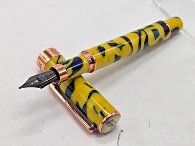 Conklin Stylograph 马赛克钢笔 黄色/蓝色 中号笔尖 — 第 1/4 张图片