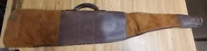 Custodia per fucile vintage in pelle marrone e marrone 43" x 8" circa - Foto 1 di 6