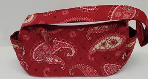 Vera Bradley Mesa Red Paisley Small Hobo Purse Shoulder Hand Bag Zipper Closure - Picture 1 of 4